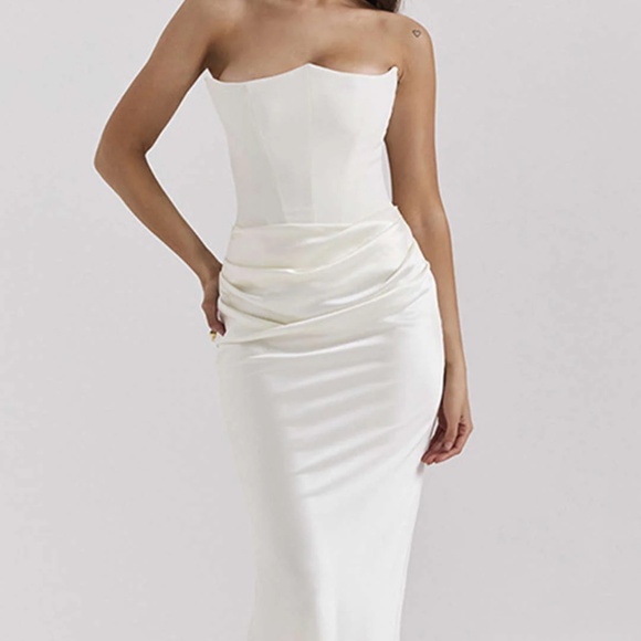 Later Strapless Mermaid Maxi Dress - White - Picture 1 of 2